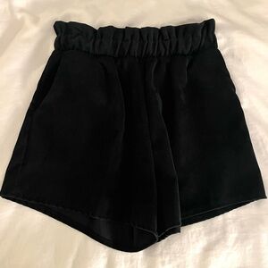 Black Corduroy Paperbag Shorts